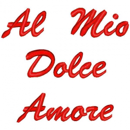 Ricamo con frase "Al mio dolce amore"