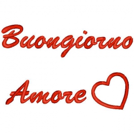 Ricamo con frase "Buon giorno amore"