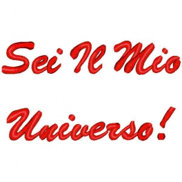 Ricamo con frase "Sei il mio universo"