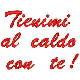 Ricamo con frase "Tienimi al caldo con te!"