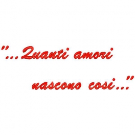 Cuscino con frase "...Quanti Amori nascono così..."