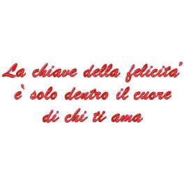 Cuscino con frase "La chiave della felicità è solo dentro il cuore di chi ti ama"