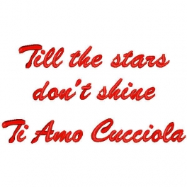 Cuore con frase ricamata "Till the stars don't shine Ti Amo Cucciola"