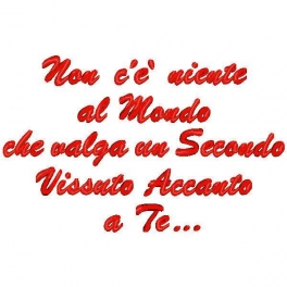 Cuore con frase ricamata "Non c'è niente al Mondo che valga un Secondo Accanto a Te..." 