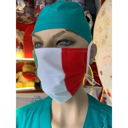 Mascherina lavabile Tricolore Italia con laccetti Mascherina lavabile Tricolore Italia con laccetti