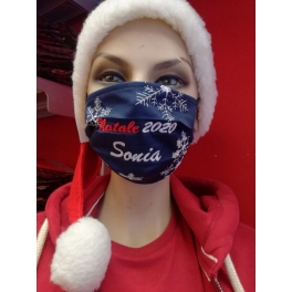 Mascherina modello 3 pieghe fiocchi di neve natale 2020 e nome Mascherina modello 3 pieghe fiocchi di neve natale 2020 e nome